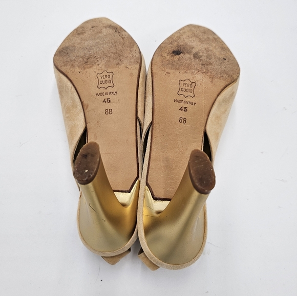 Vintage Peach Suede Via Spiga Slingbacks sz 8 - Picture 6 of 6